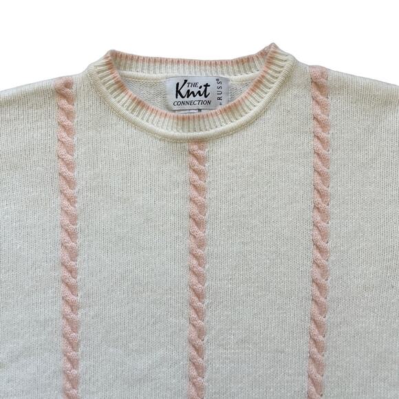 Russ Knit Connection Lambswool Angora Cream Blush Pink Vintage Sweater M - Picture 2 of 8